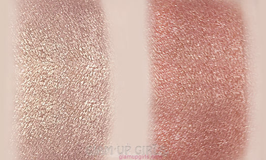 Makeup Revolution Vivid Shimmer Brick in Radiant and Rose Gold blended Swatches